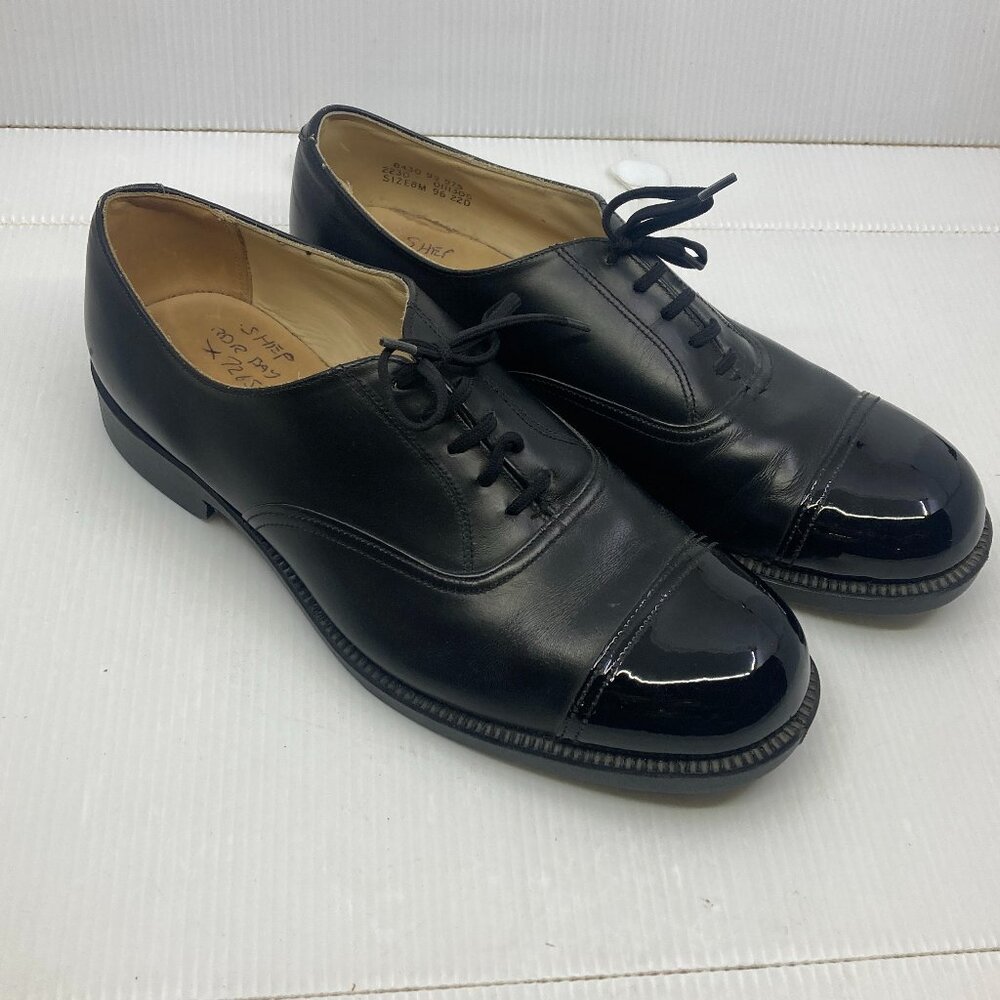 Vtg officer army rockabilly military patent leather customized mens shoes sz 9?